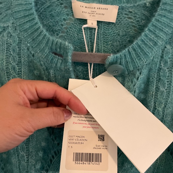 NWT Sezane Magda Cardigan Celadon Green - Size S - Picture 5 of 5